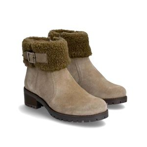 Diba leather Helena shearling fold over bootie size 6